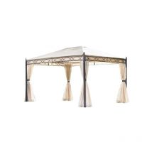Yeppon - Gazebo rettangolare in ferro antracite, copertura poliestere sabbia, 3x4 mt Oregon