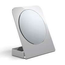 Lineabeta - Espejo de aumento 5x de pie con carcasa de acero pulido