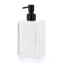 Saon jabonera cuadrada blanca con dosificador negro 500 ml - Lineabeta