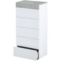 Kommode mit Schubladen Irving, Wöchentlich mit 5 Schubladen, Kommode für Schlafzimmer, Moderne Kommode, cm 61x40h118, Weiß