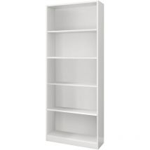 Bücherregal Boston, Lineares Bücherregal mit 4 Regalen, Büro- oder Schlafzimmerregal, Modernes Bücherregal, cm 80x28h201, Weiß