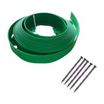 LineBORDER Flexible lawn edge made of plastic, 30 ground anchors, length 10 m, height 4 cm, green