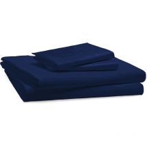 Linens Limited - Polycotton Non Iron Percale 180 Thread Count Fitted Sheet, Navy, Super King