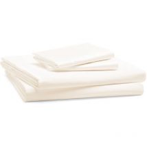 Linens Limited - Polycotton Non Iron Percale 180 Thread Count Flat Sheet, Cream, Double