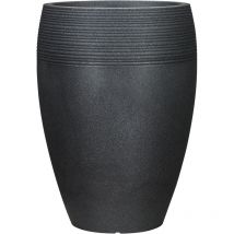 Scheurich - Lineo High 54, Hochgefäß/Blumentopf/Pflanzkübel, rund, aus Kunststoff Farbe: Schwarz-Granit, 39.2 cm Durchmesser, 54 cm hoch, 15 l Vol.