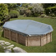 Bâche hiver pour piscine bois ovale avocado de dimensions extérieures 6,56 x 4,56m