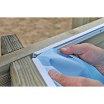 Liner uni bleu pour piscine bois ovale safran 2 de dimensions 6,20 x 3,95m