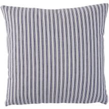 Coussin décoratif le cap, coton, 40 x 40 cm, rayures blanches et bleues