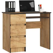 Pc-schreibtisch Akord A6 Links In Der Farbe Eiche Craft Mit 3 Schubladen Und 1 Ablagen B90 X H77 X T50 Cm