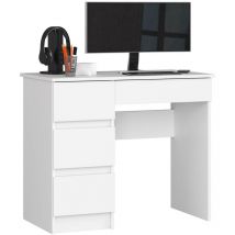 Akord - PC-Schreibtisch A7 links in der Farbe Weiß mit 4 Schubladen B90 x H77 x T50 cm