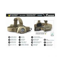 Favour - Linterna Frontal Led Blanco Luxeon 300 Lumens color Camo Incluye 3 pilas aa H0431