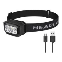 Sweevt - Linterna frontal led recargable Aiperq, roja, blanca, azul y verde, súper linterna frontal, 9 modos, 630 lúmenes, resistente al agua.