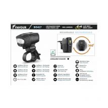Favour - Linterna para bicicletas Recargable Led Blanco Cree 300 lumens Negra con soporte giratorio 360o B0417