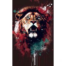 Lion pop art rouge - tableau pas cher
