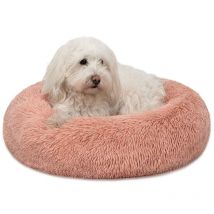 Hundebett aus Plüsch in Donut-Form, 50 cm Durchmesser, rosa - Lionto