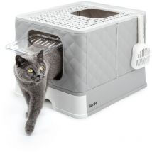 Katzentoilette mit Schublade & Schaufel, 50,5x40,8x37 cm, weiß-grau - Lionto