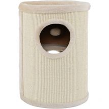Lionto Kratztonne mit Sisal Kratzturm Kratzbaum Kratzsäule Höhe 50 cm Beige