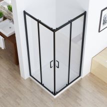 Lisa Duschkabine Eckeinstieg 80x80 90x90 100x100cm Doppel Schiebetür rollen, 5mm esg Sicherheitsglas, Schiebetüren Glas komplett Dusche Silber Höhe