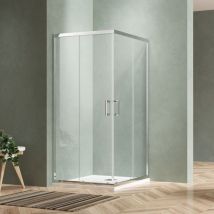 LISA Duschkabine Eckeinstieg 80x80 90x90 100x100cm Doppel Schiebetür rollen, 5mm ESG Sicherheitsglas, Schiebetüren Glas komplett Dusche Silber Höhe