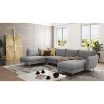 Lisa Wohnlandschaft mit Metall Füßen, Grau Luxusmicrofaser