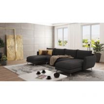 S-style Möbel - Lisa Wohnlandschaft mit Metall Füßen, Graphit Luxusmicrofaser