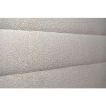 Lit 180x200cm avec tête de lit lignes bouclette et double sommier tapissier beige Hauteur totale : 29cm
