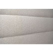 Lit 160x200cm avec tête de lit lignes bouclette et double sommier tapissier beige - Hauteur totale : 29cm