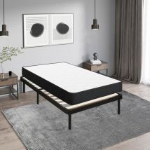 Lit Ensemble Matelas et Sommier 90x190 cm - Matelas 90x190x20cm à Ressorts avec Mousse - Sommier 90x190cm avec Pieds (Deux colis)