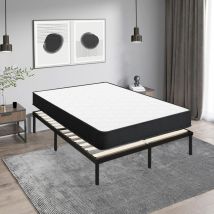 Lit Ensemble Matelas et Sommier 160x200 cm - Matelas 160x200x20cm à Ressorts avec Mousse - Sommier 160x200cm avec Pieds (Deux colis)
