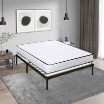 Lit Ensemble Matelas et Sommier 140x190 cm - Matelas 140x190x16cm Mousse - Sommier 140x190cm avec Pieds (Deux colis)