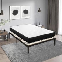 Iztoss - Lit Ensemble Matelas et Sommier 140x190 cm - Matelas 140x190x22cm Mousse - Sommier 140x190cm avec Pieds (Deux colis)