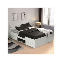 Lit 140x200 Blanc mat - mukana - l 144 x l 204 x h 74 cm