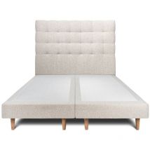 Lit 160x200cm avec tête de lit capitonnée bouclette et double sommier tapissier beige - Hauteur totale : 29cm