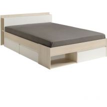 Combo Lit adulte contemporain décor acacia - l 160 x l 200 cm