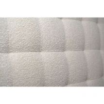 Lit 90x200cm avec tête de lit capitonnée bouclette et sommier kit Beige - Hauteur totale : 29cm