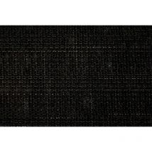 Lit 200x200cm avec tête de lit lignes tissu et double sommier tapissier noir - Hauteur totale : 35cm