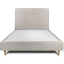 Lit 160x200cm avec tête de lit tapissier bouclette et sommier tapissier gris - Hauteur totale : 35cm
