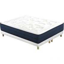 Miliboo - Lit 2 places 180x200 cm avec sommiers tapissiers et matelas avec accueil mousse à mémoire de forme benji