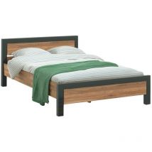 Pier Import - Lit 2 personnes en bois de chêne et métal 140 cm ferscott 2