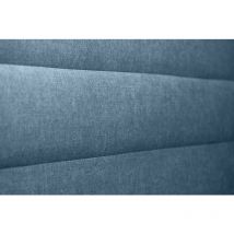 Lit 140x200cm avec tête de lit lignes tissu et sommier tapissier Bleu - Hauteur totale : 29cm