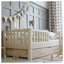 Lit 90x190 barrière sommier et tiroir inclus Agnès Bois