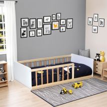 Le Quai Des Affaires - Lit enfant Pilou 70x140 avec sommier Blanc et Naturel Weber