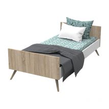Petits-meubles - Lit 90x190 Sauthon Seventies Bois et blanc