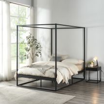 [en.casa] - Lit à baldaquin Kristianstad métal 120 x 200 cm noir