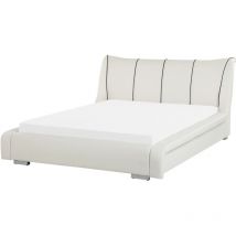 Lit à Eau 140 x 200 cm en Cuir Blanc avec Matelas à Eau Glamour et Moderne Nantes