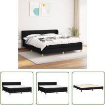 Maison Chic - The Living Store Sommier à lattes de lit avec matelas Noir 180x200 cm Tissu - Lit Double - Lit Tapissier - Literie - Matelas à Ressorts
