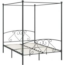 Cadre de lit à baldaquin sans matelas gris métal 160x200 cm Vidaxl
