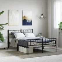 Lit adulte-120 x 190 cm, Lit double, Cadre de lit métal avec tête de lit,pied de lit noir 120x190 cm QSKO24682 design in