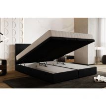 Lit adulte 140x200 cm siesta avec rangement et matelas ressorts ensachés en velours noir