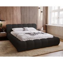 Emporius - Lit adulte 140x200 avec Rangement Cloud - Lit Rembourré 140x200, Lit bouclé Noir (Anthology 19)